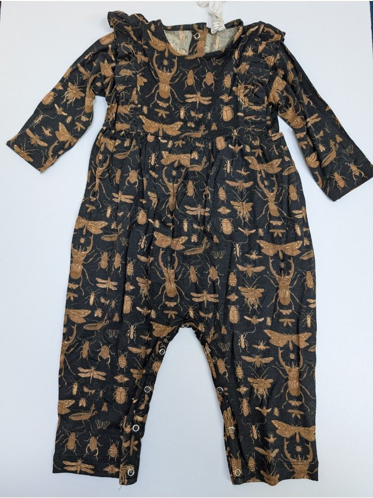 Kate Quinn The Woods Beluga Insect Ruffled Gathered Jumpsuit 6-12 Months Bugs — image 3 of 4